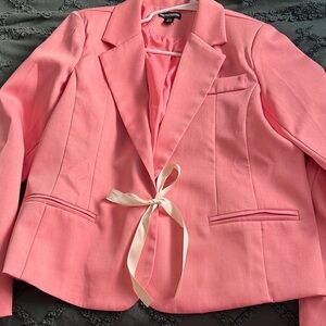 PrettyLittleThing Pink Blazer with Ribbon Tie